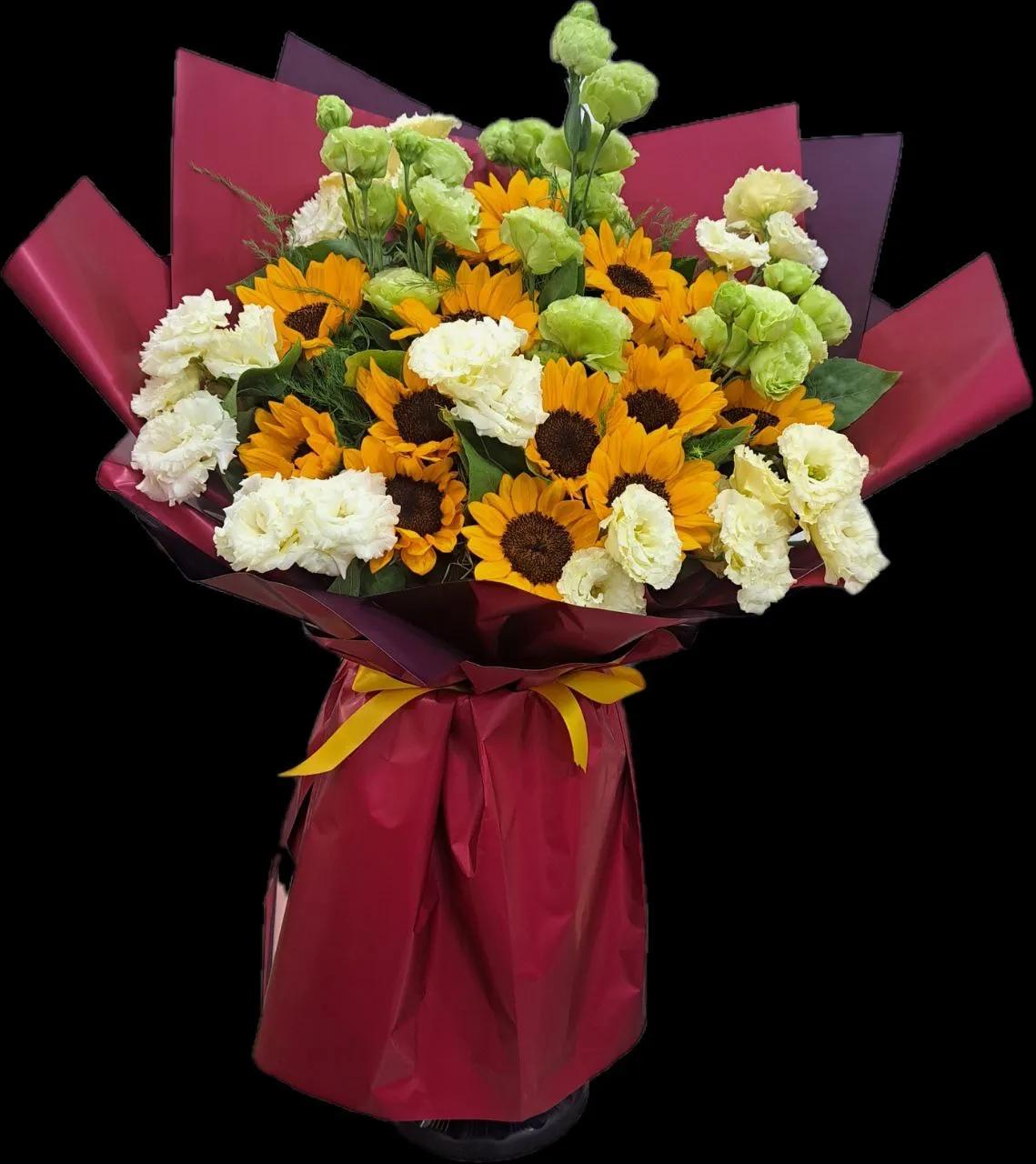 Sunflower and lisianthus in one bunch | ծաղիկներ, ծաղկեպսակներ, բույսեր - առաքում Երևան Sunflower and lisianthus in one bunch | ծաղիկներ, ծաղկեպսակներ, բույսեր - առաքում Երևան